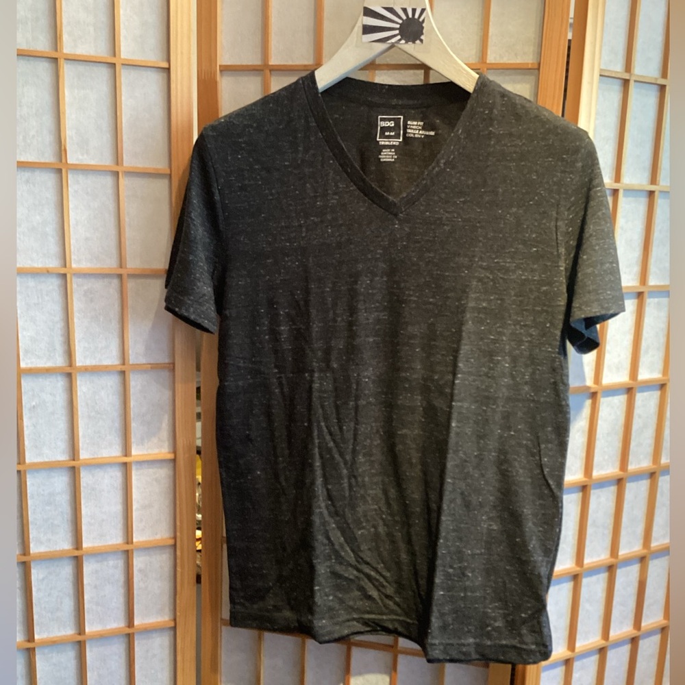 UO BDG Triblend Slim Fit V-Neck Short Sleeve Tee Dark Grey Men's Size Medium